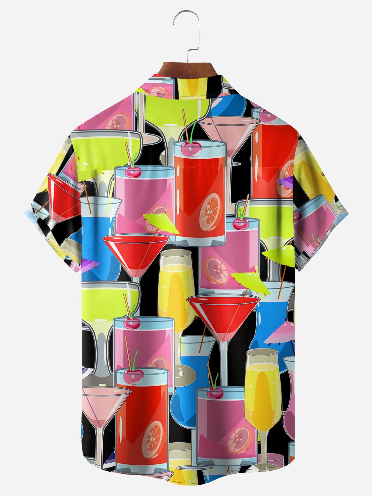 Cocktail Chest Pocket Short Sleeve Hawaiian Shirt