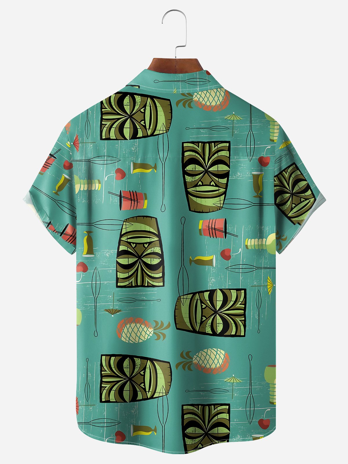 Mid Century Tiki Chest Pocket Short Sleeve Vacation Shirt