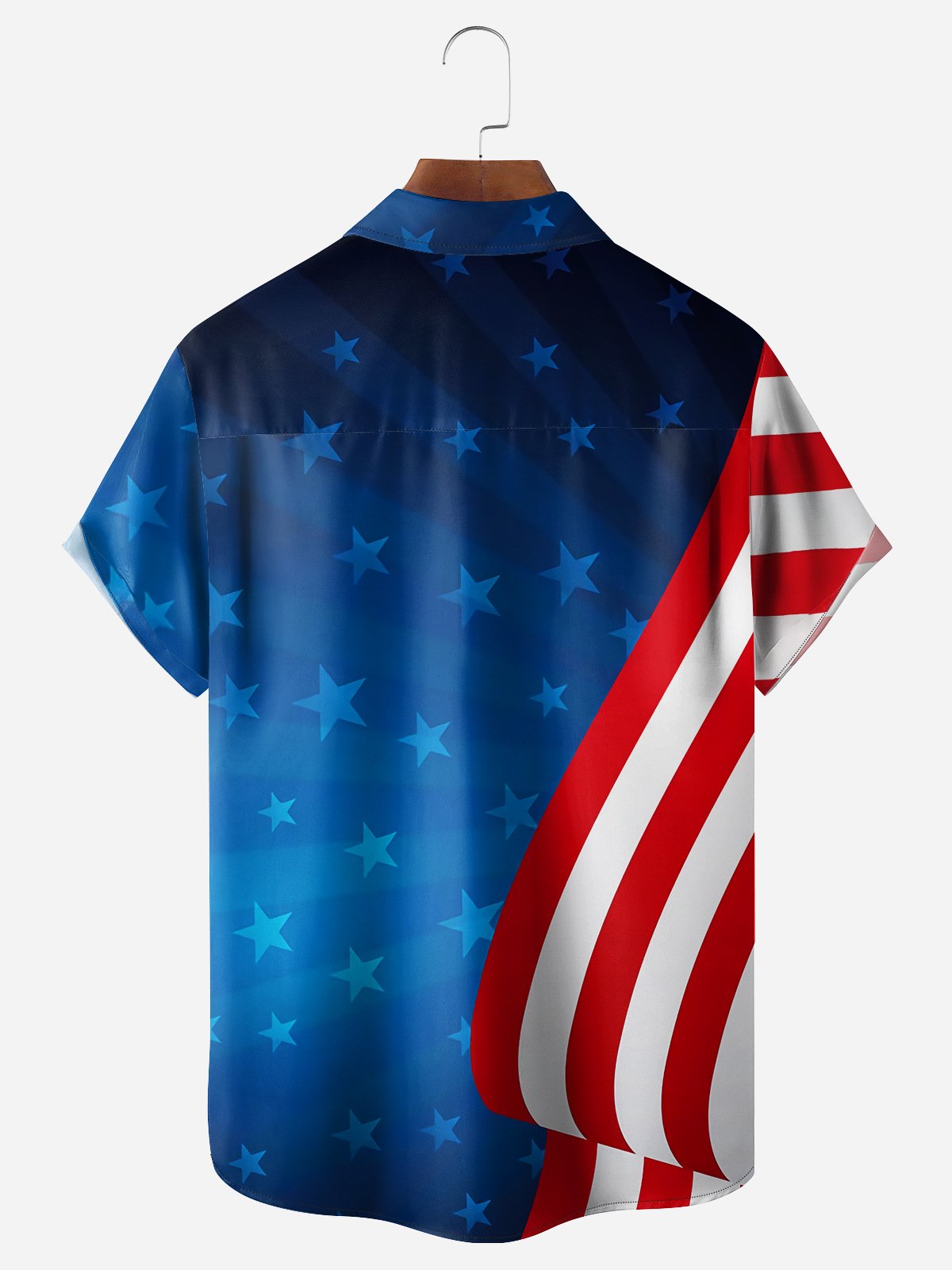 American Flag Gnomes Chest Pocket Short Sleeve Casual Shirt