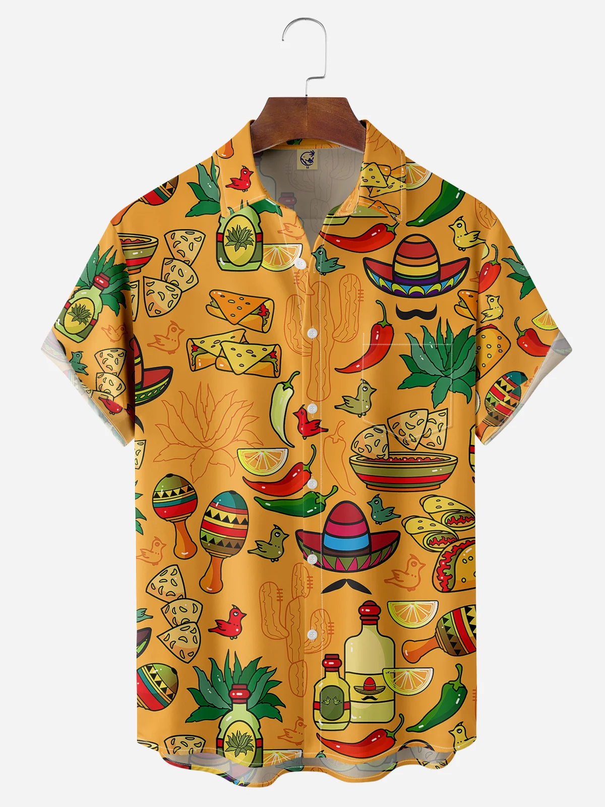 Mexican Food Chest Pocket Short Sleeve Casual Shirt