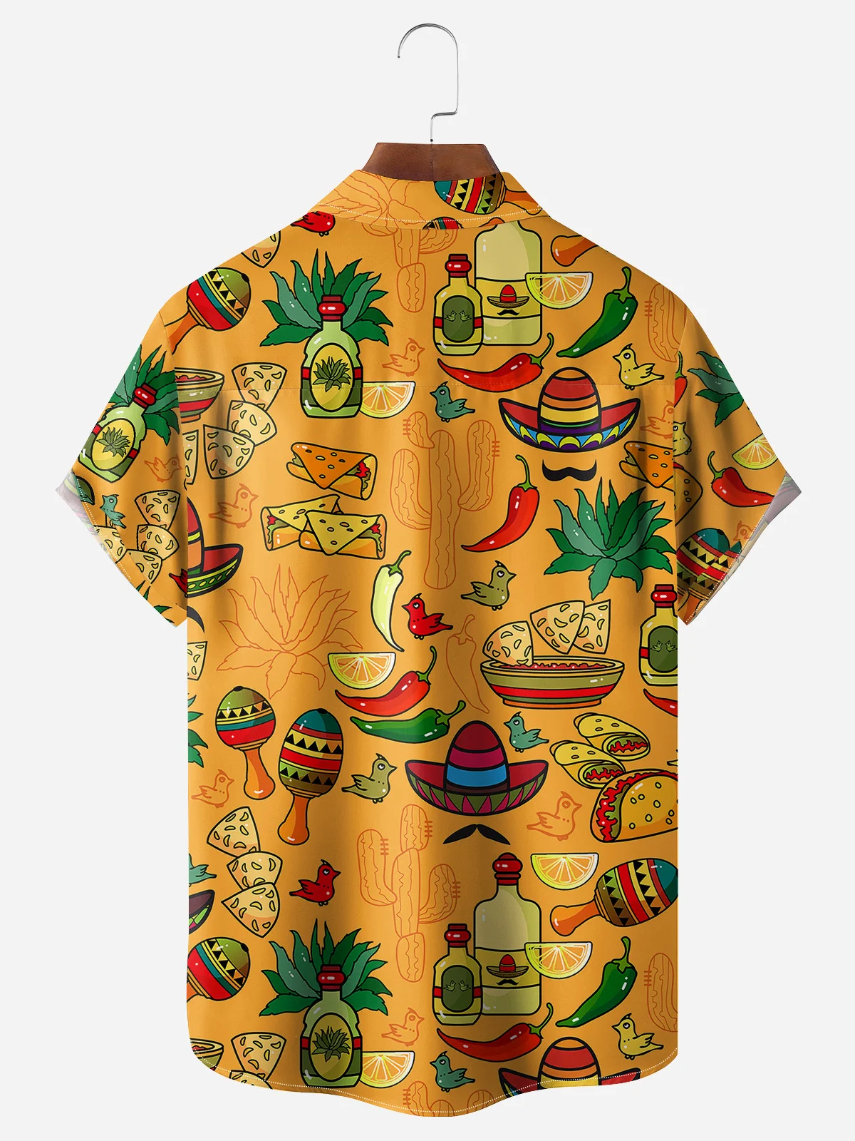 Mexican Food Chest Pocket Short Sleeve Casual Shirt