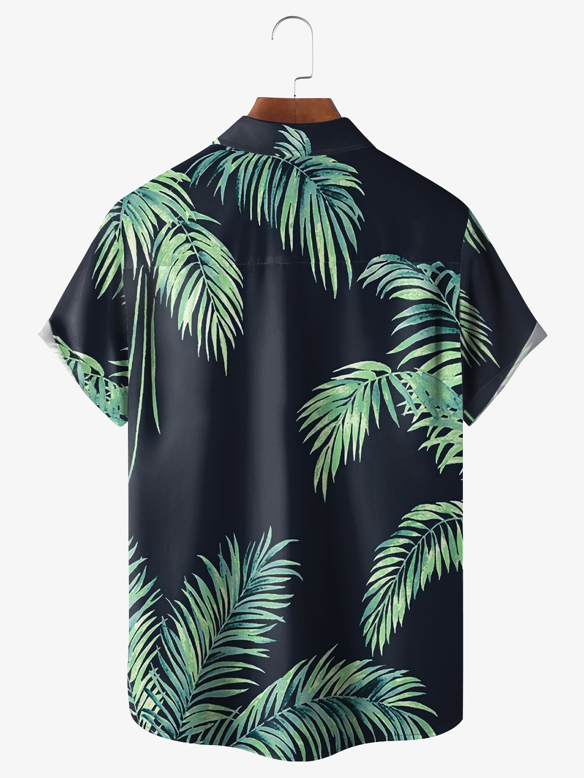 Palm Tree Chest Pocket Short Sleeve Hawaiian Shirt