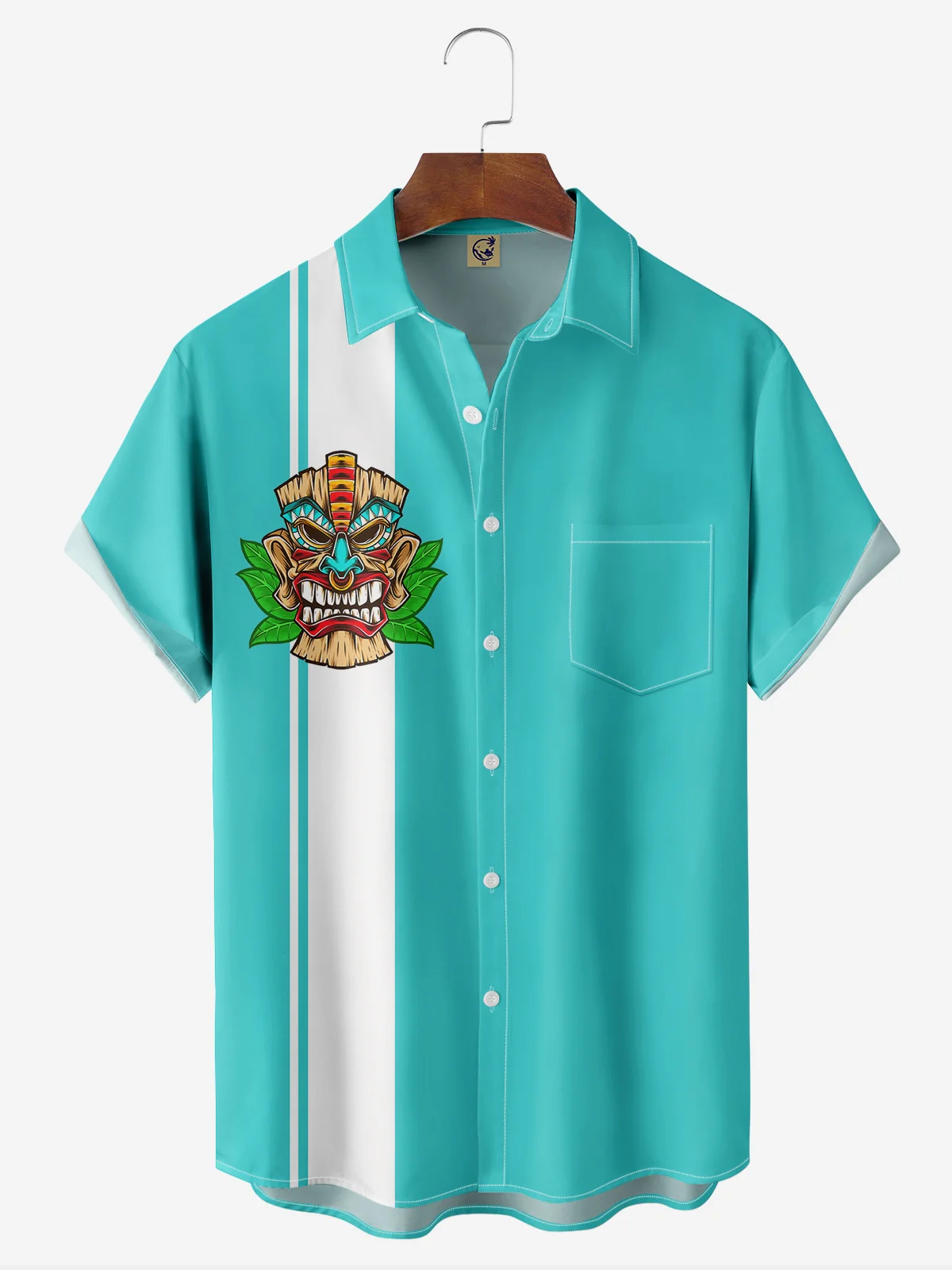 Tiki Chest Pocket Short Sleeve Bowling Shirt