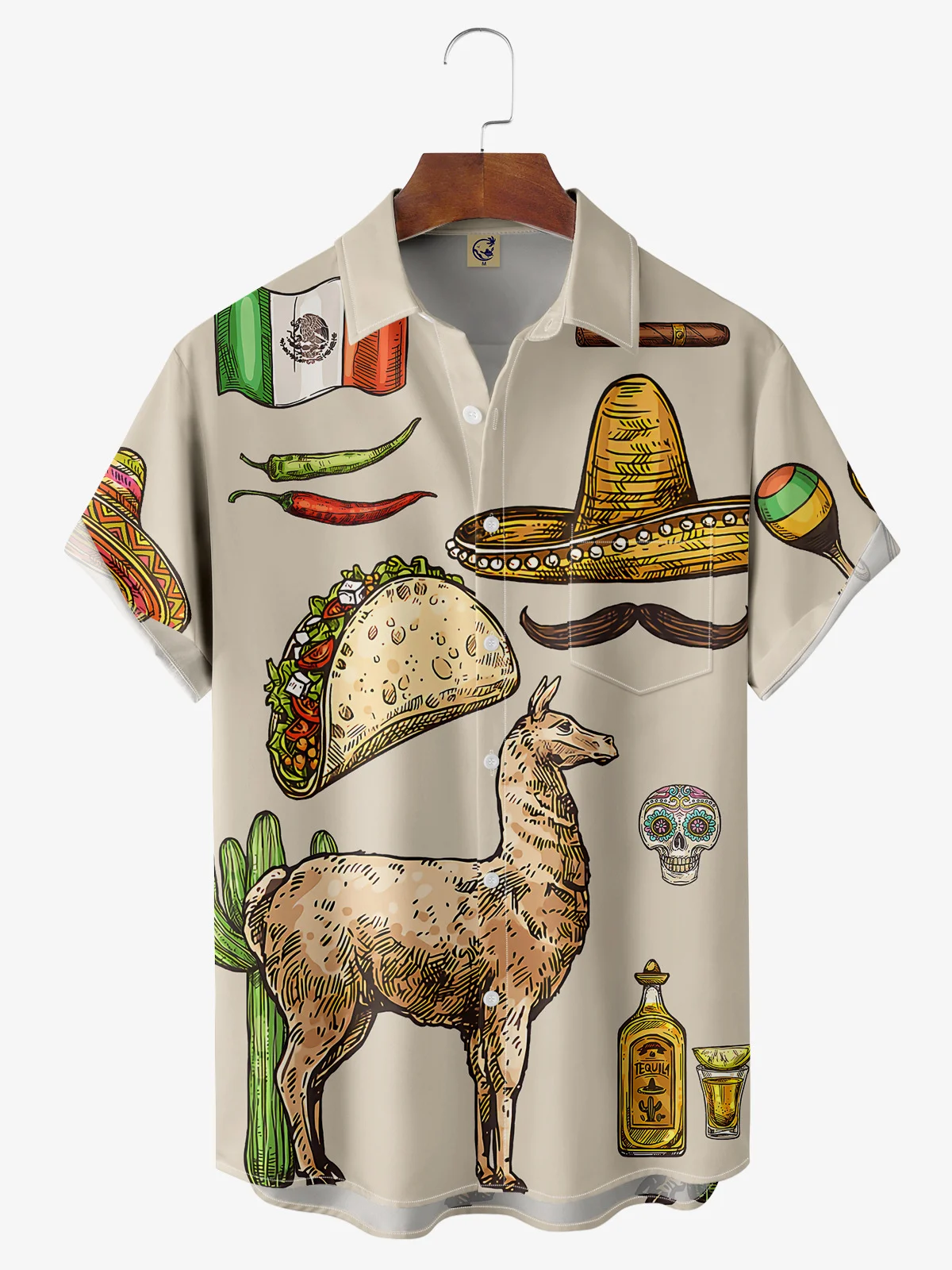 Mexican Culture Chest Pocket Short Sleeve Shirt