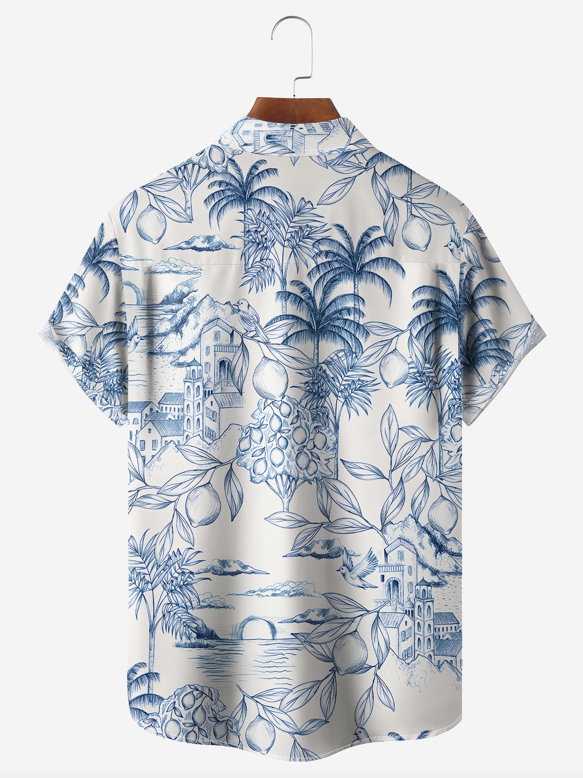 Palm Tree Chest Pocket Short Sleeve Bowling Shirt