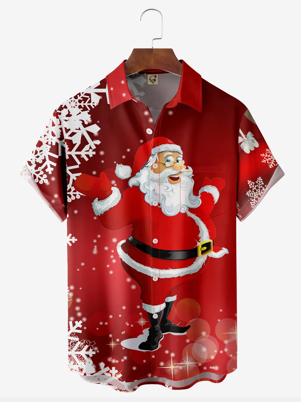 Santa Chest Pocket Short Sleeve Casual Shirt