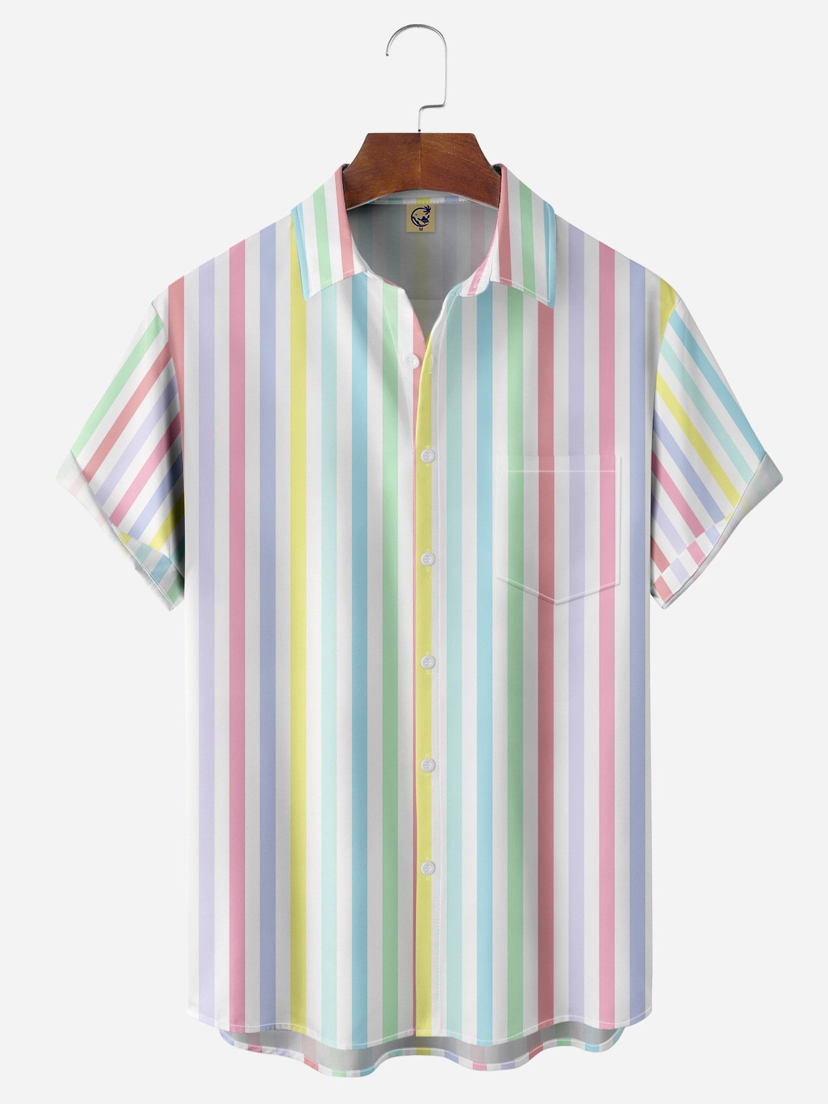 Striped Chest Pocket Short Sleeve Casual Shirt