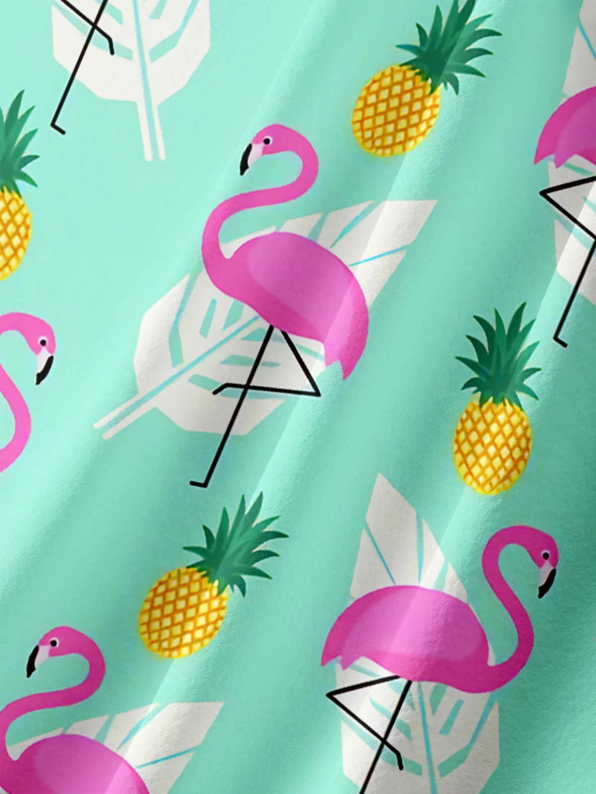 Flamingo Chest Pocket Short Sleeve Hawaiian Shirt