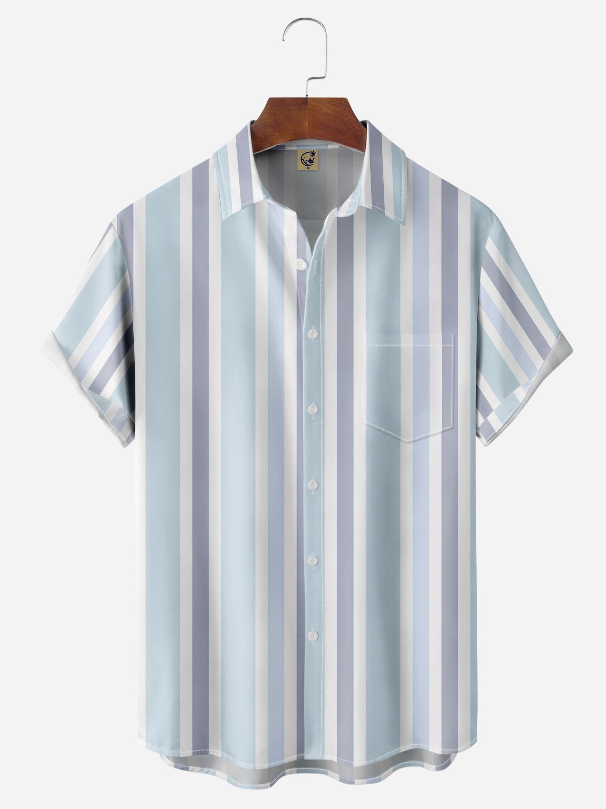 Striped Chest Pocket Short Sleeve Casual Shirt