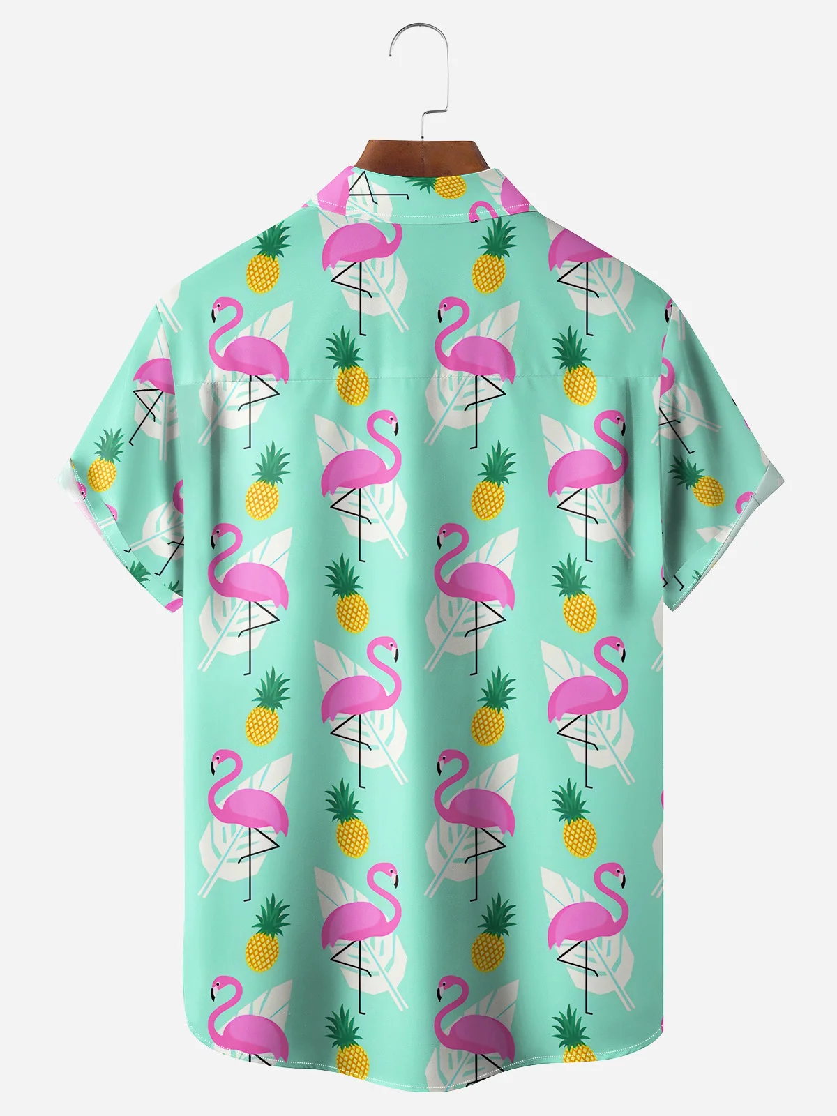 Flamingo Chest Pocket Short Sleeve Hawaiian Shirt