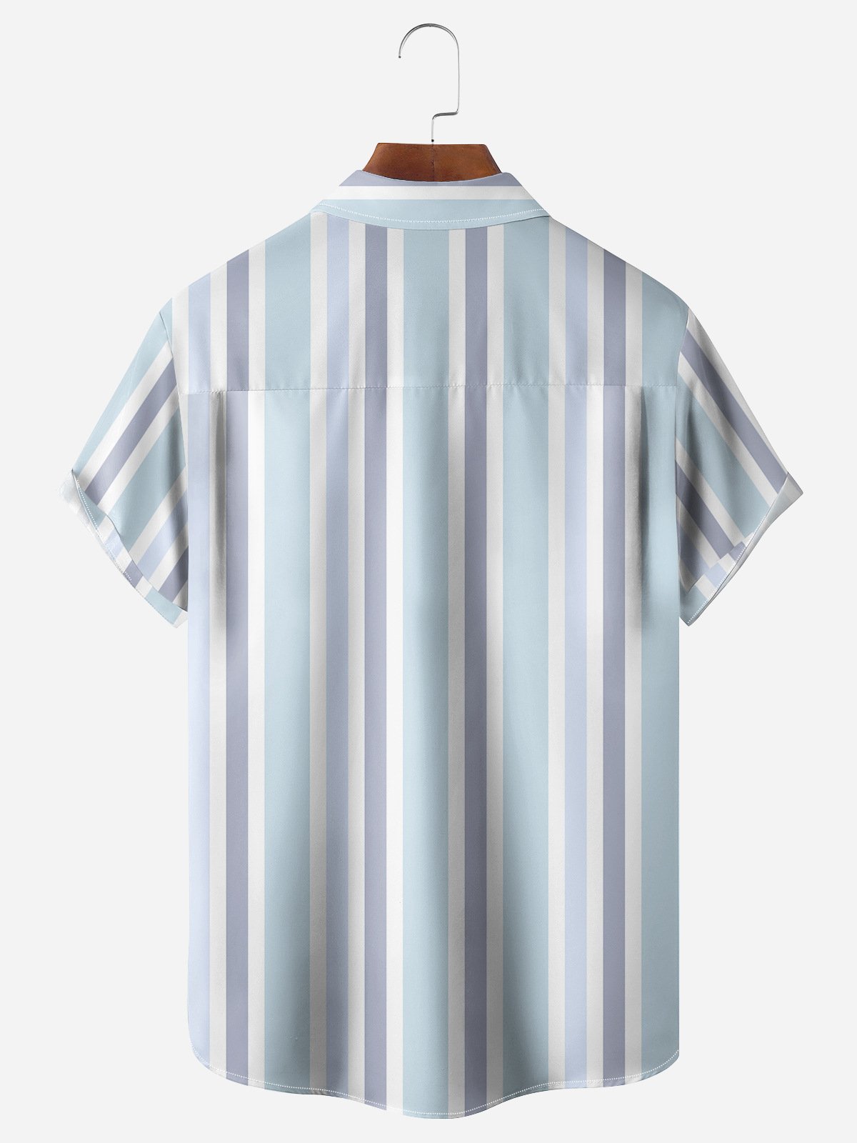 Striped Chest Pocket Short Sleeve Casual Shirt