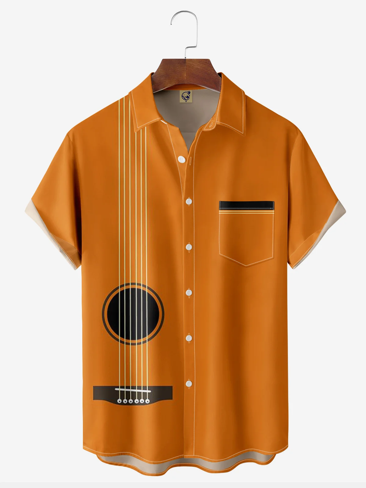 Guitar Chest Pocket Short Sleeve Casual Shirt