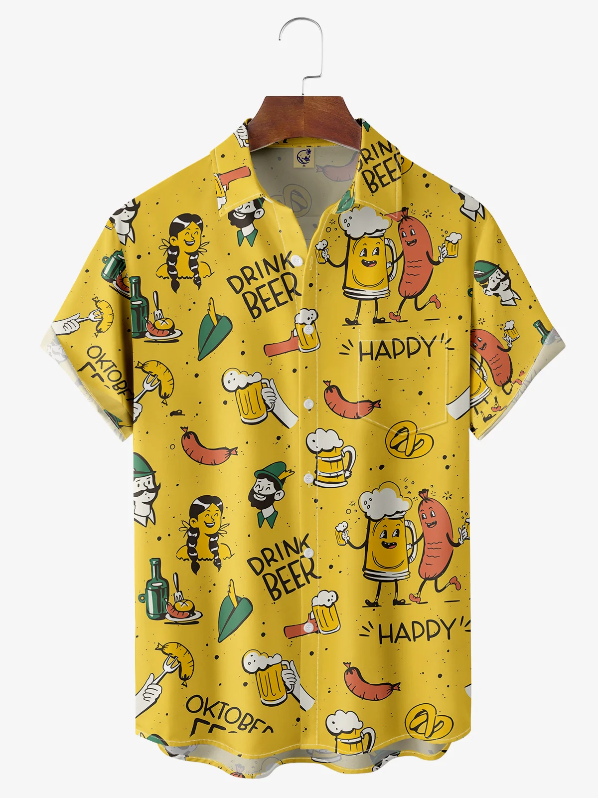 Beer Festival Pocket Short Sleeve Casual Shirt