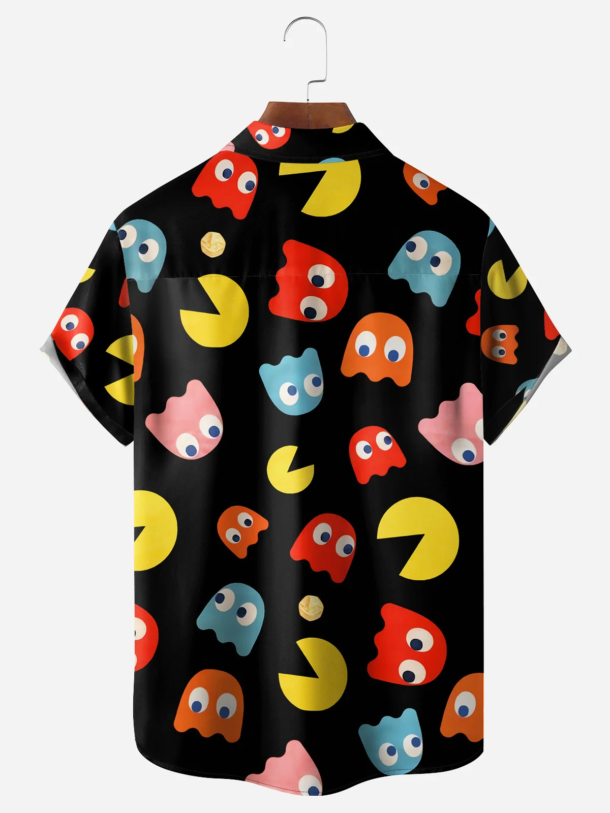 Hardaddy Pac Man Shirt Cartoon Pattern Chest Pocket Short Sleeve Casual Shirt