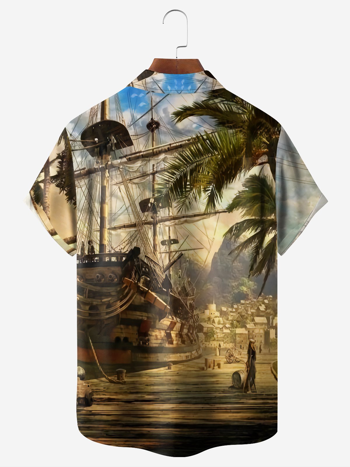 Art Sailing Chest Pocket Short Sleeve Hawaiian Shirt