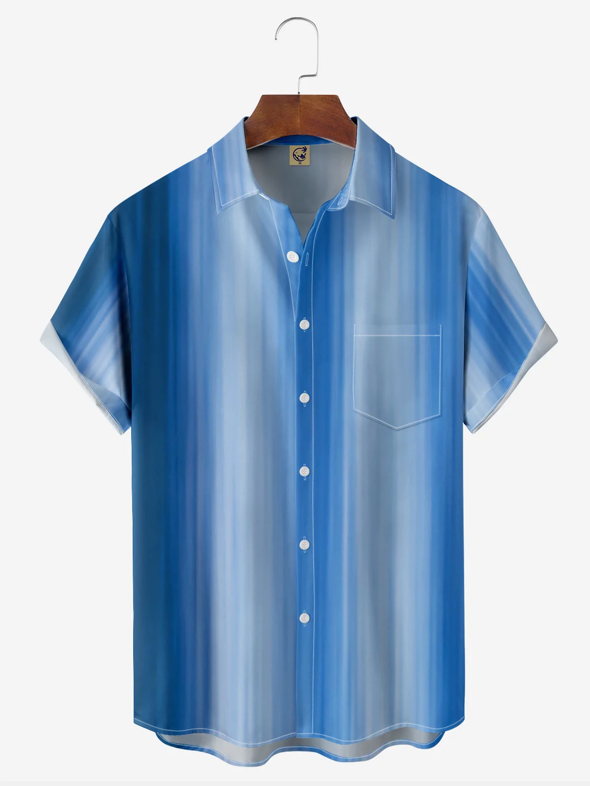 Art Striped Chest Pocket Short Sleeve Casual Shirt