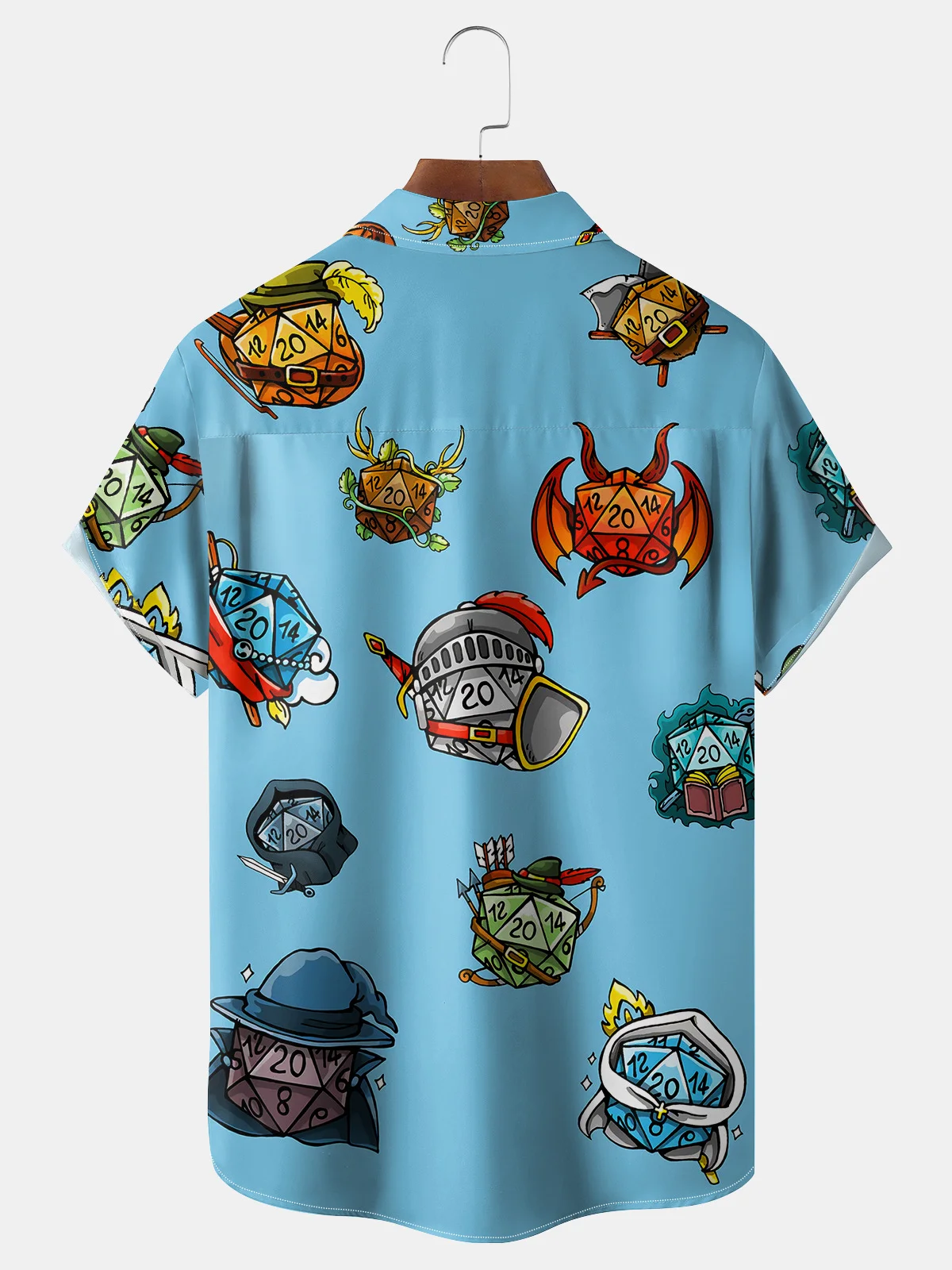 Dice Role Play Game Chest Pocket Short Sleeve Casual Shirt