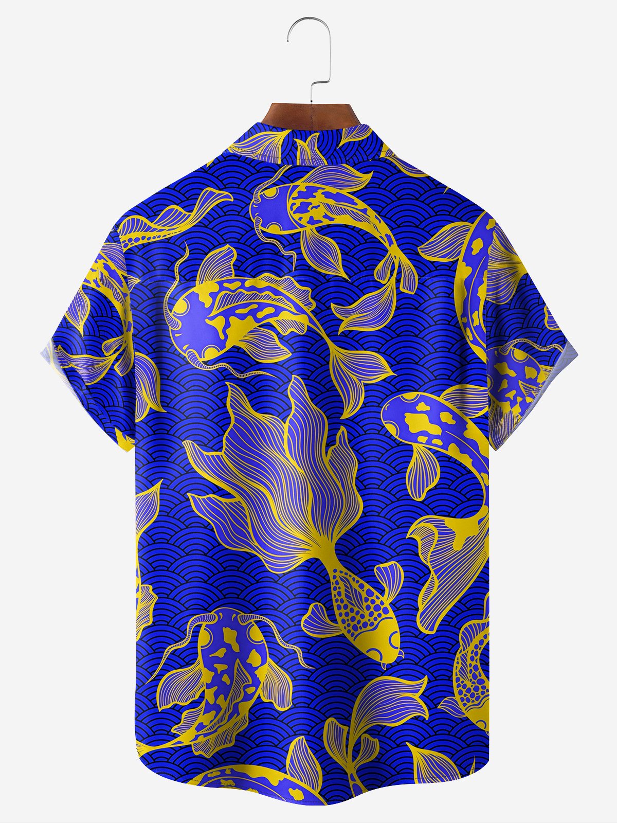 Japanese Goldfish Chest Pocket Short Sleeve Hawaiian Shirt
