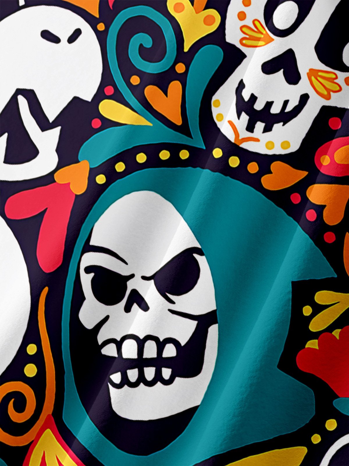 Mexican Independence Day Skull Chest Pocket Short Sleeve Shirt
