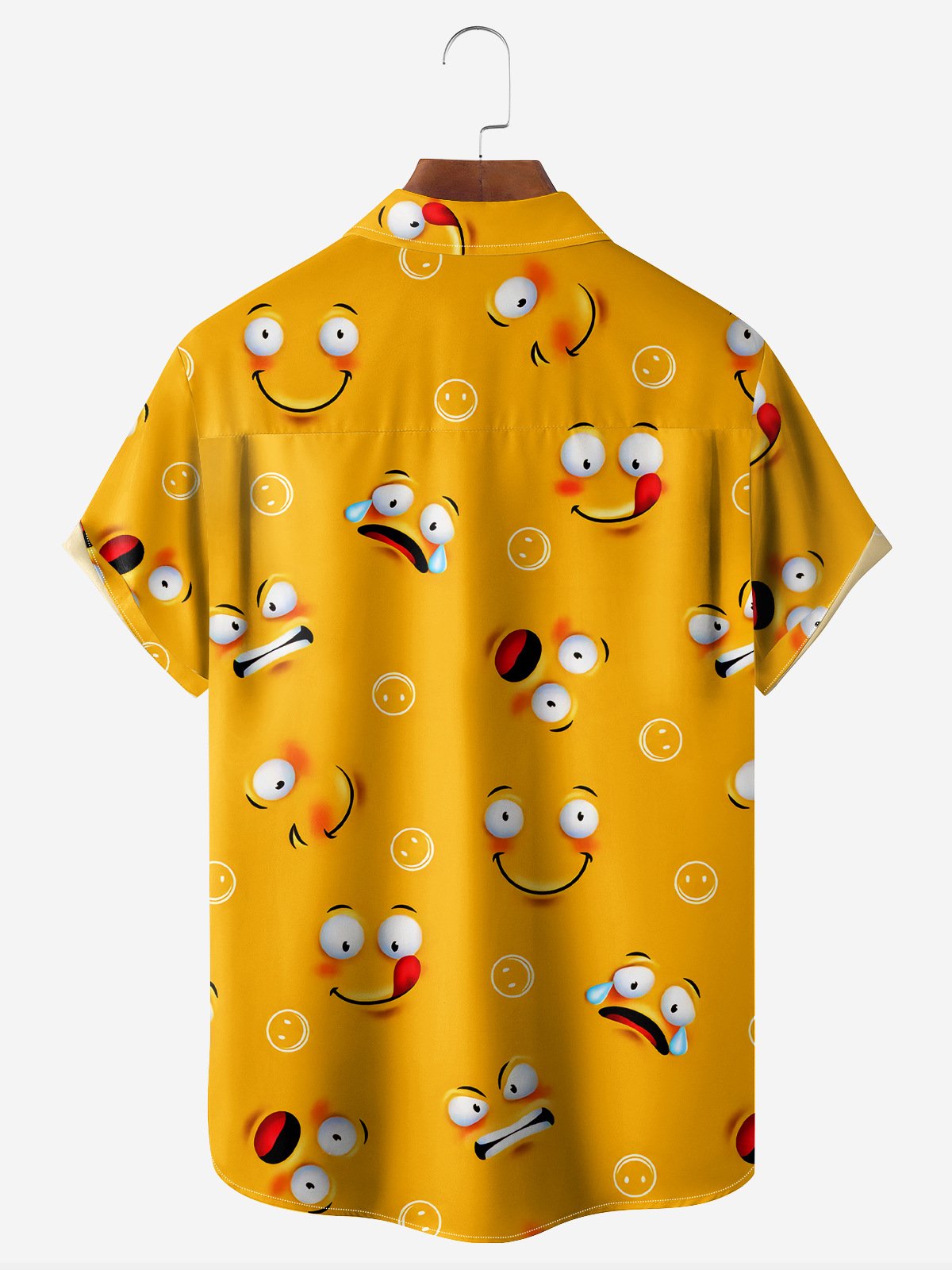 Cartoon Fun Expression Chest Pocket Short Sleeve Casual Shirt