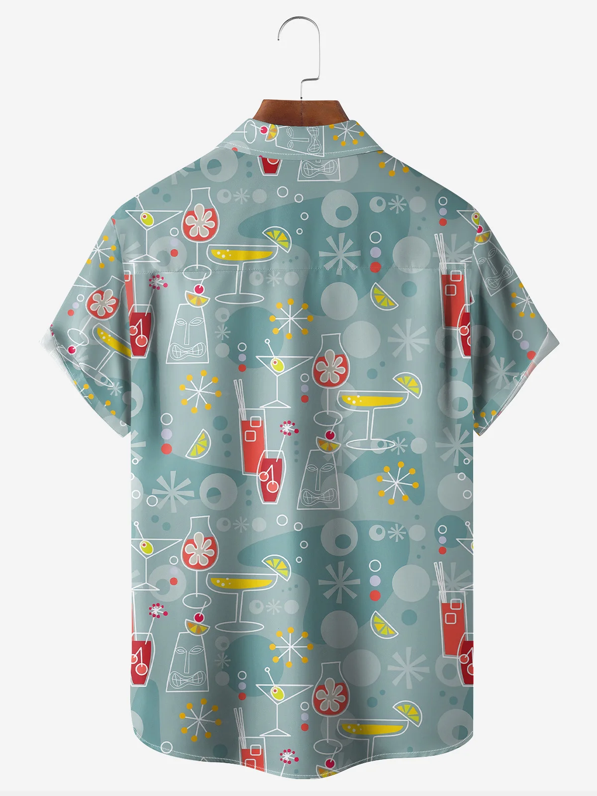 Tiki Cocktails Chest Pocket Short Sleeve Casual Shirt