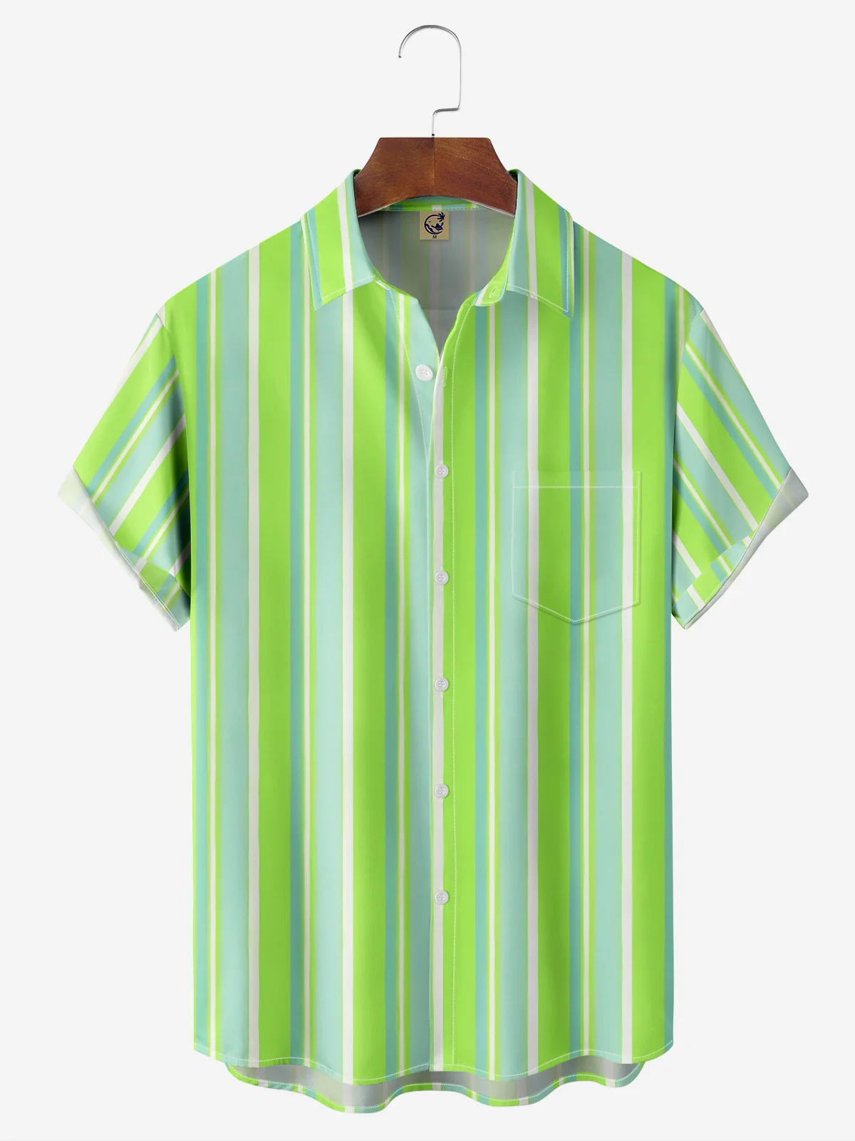 Striped Chest Pocket Short Sleeve Casual Shirt