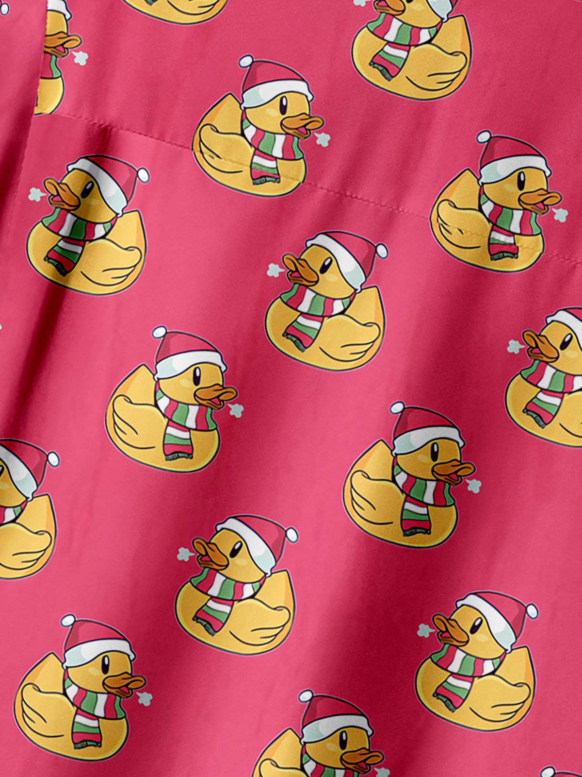 Christmas Duck Chest Pocket Short Sleeve Casual Shirt