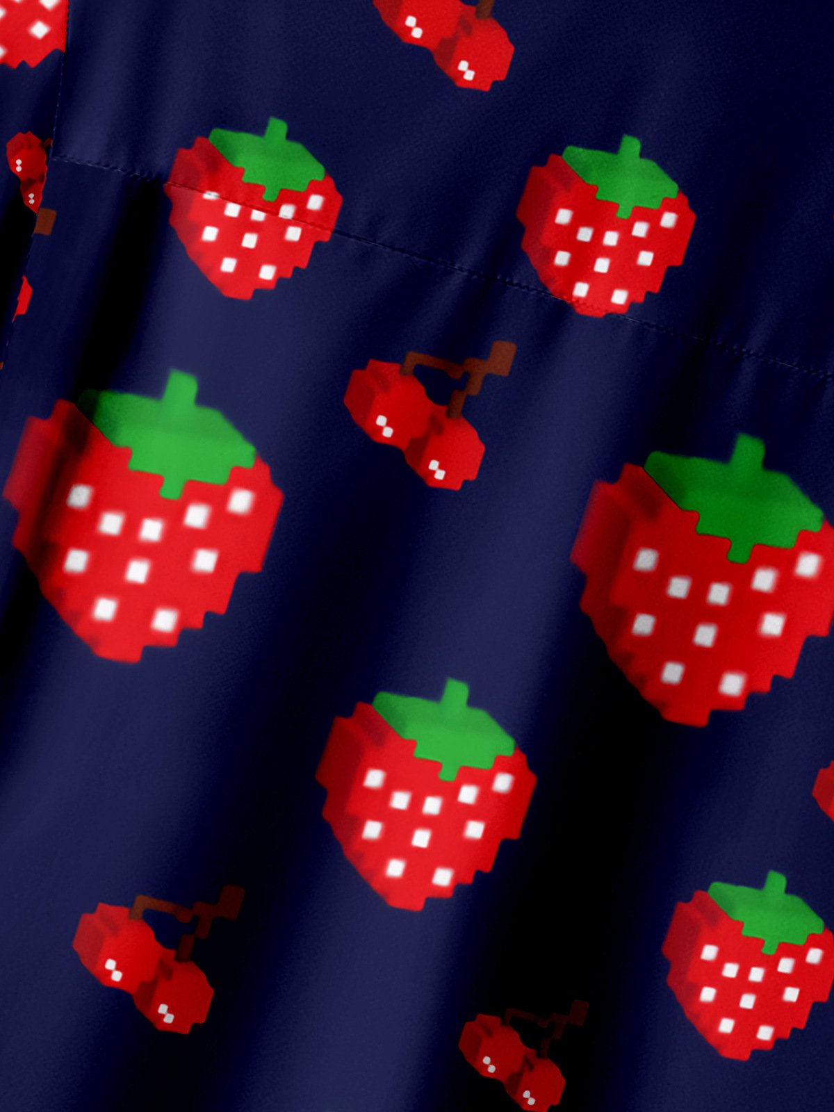 Strawberry Chest Pocket Short Sleeve Casual Shirt