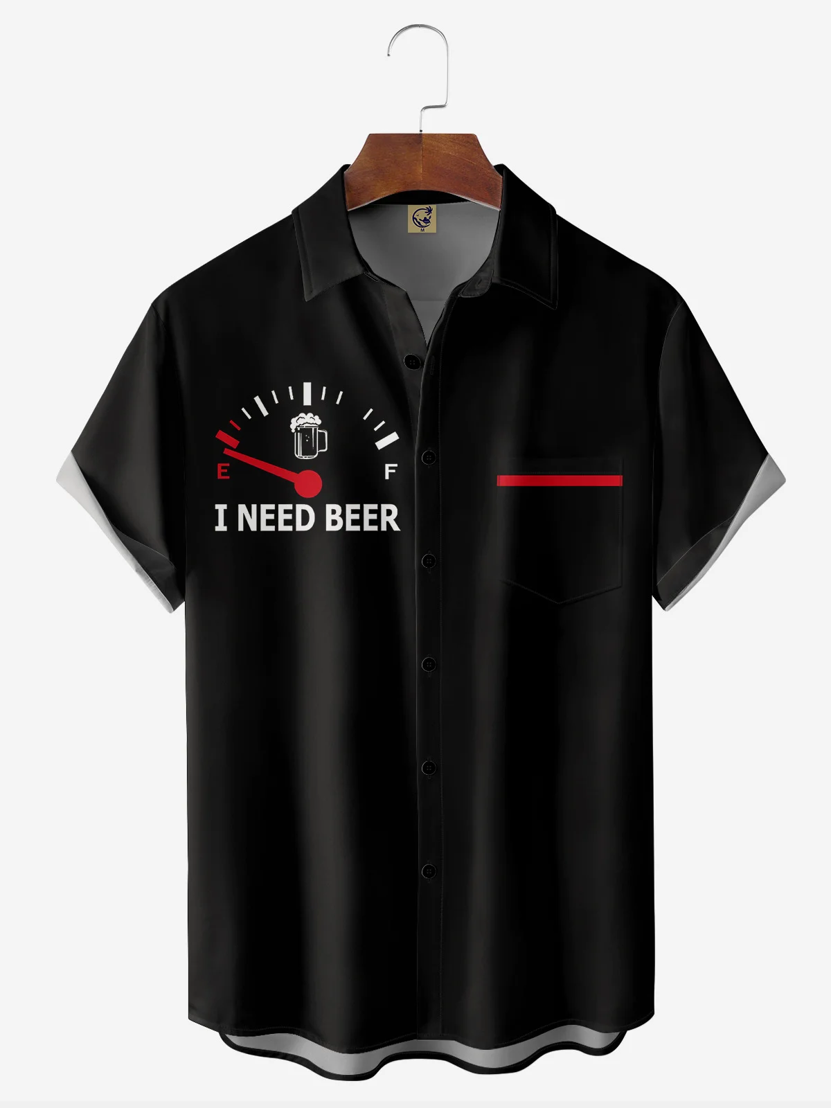 Hardaddy I Need Beer Chest Pocket Short Sleeve Bowling Shirt