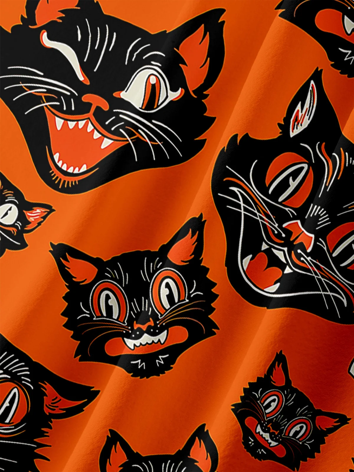 Halloween Cat Chest Pocket Short Sleeve Shirt