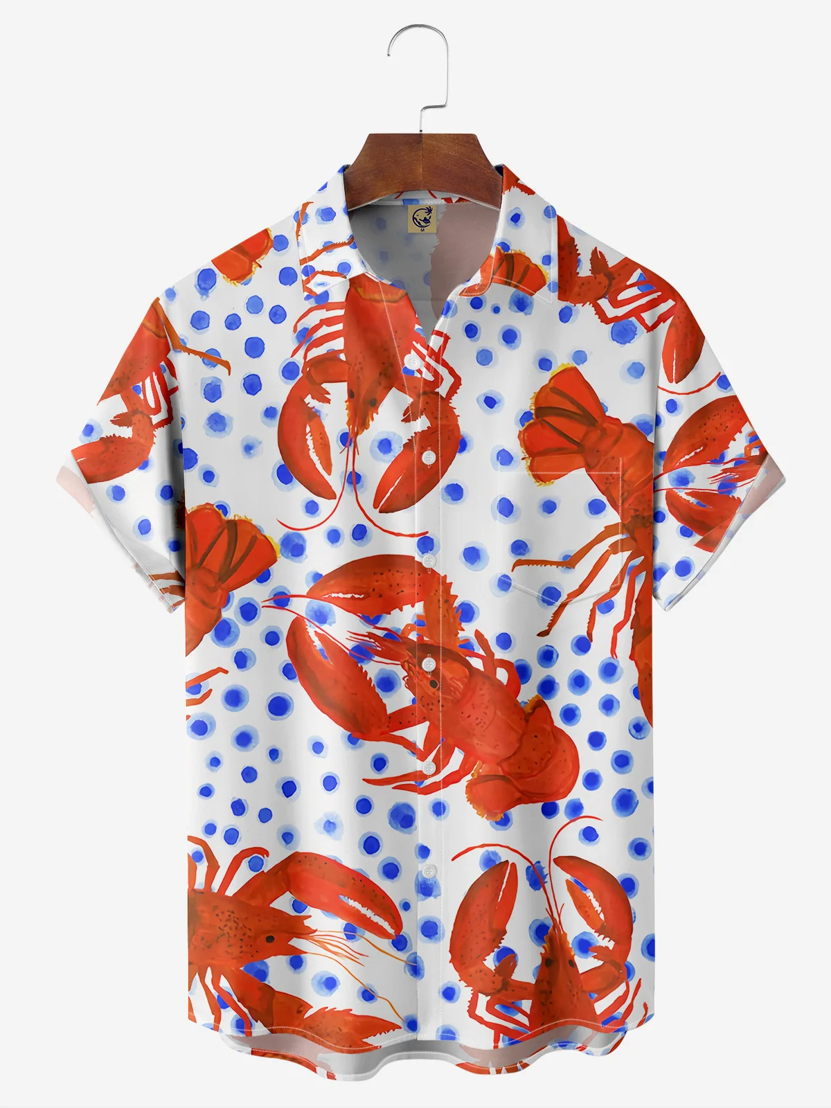 Lobster Chest Pocket Short Sleeve Hawaiian Shirt