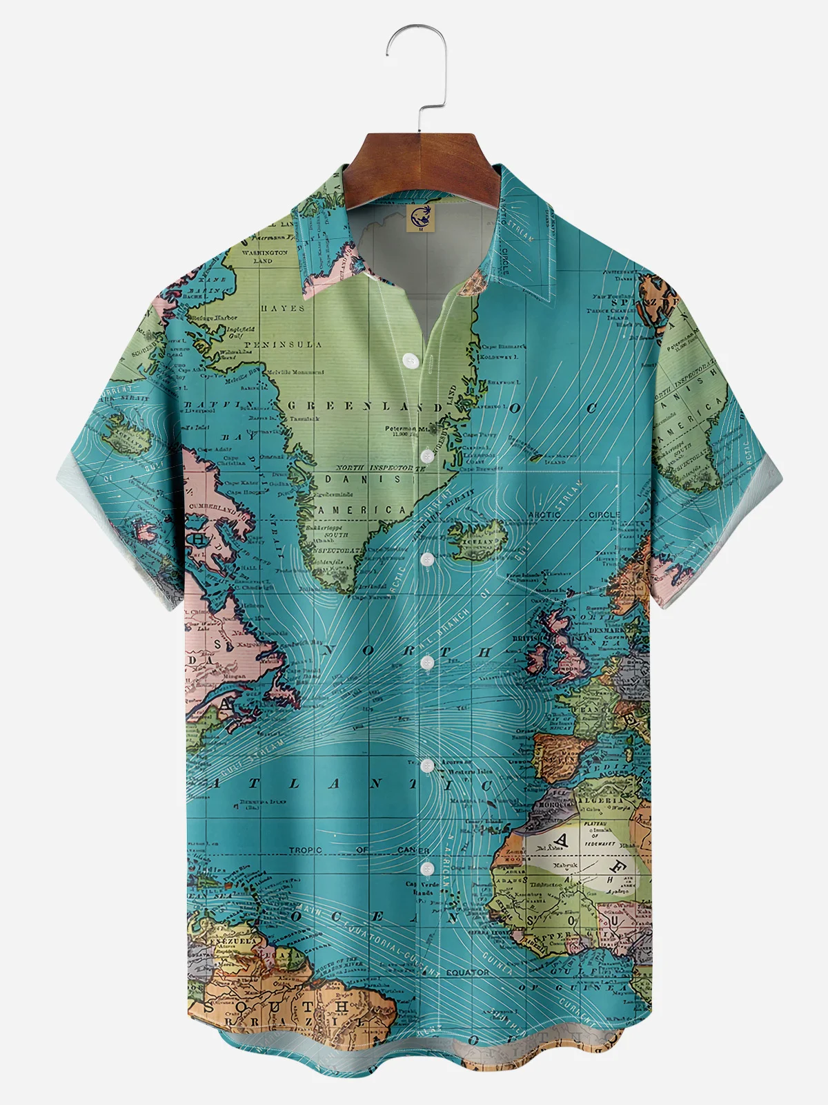 Hardaddy Map Chest Pocket Short Sleeve Casual Shirt