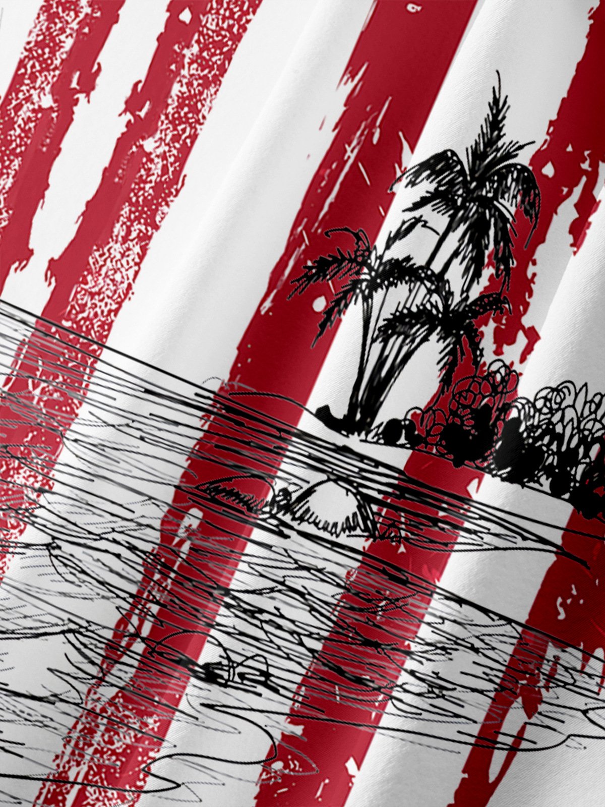 Hardaddy Patriotic Hawaiian Shirts Flag Coconut Tree Chest Pocket Short Sleeve Casual Shirt