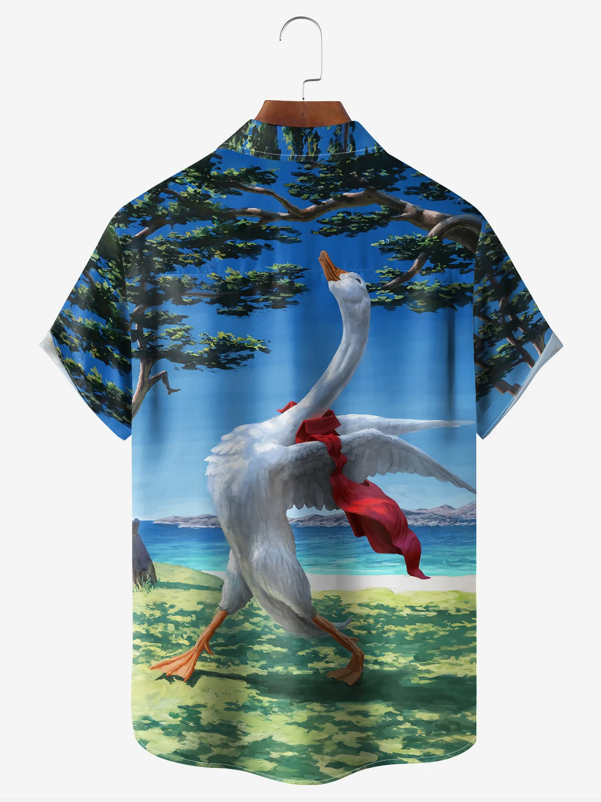 Vacation Duck Chest Pocket Short Sleeve Hawaiian Shirt