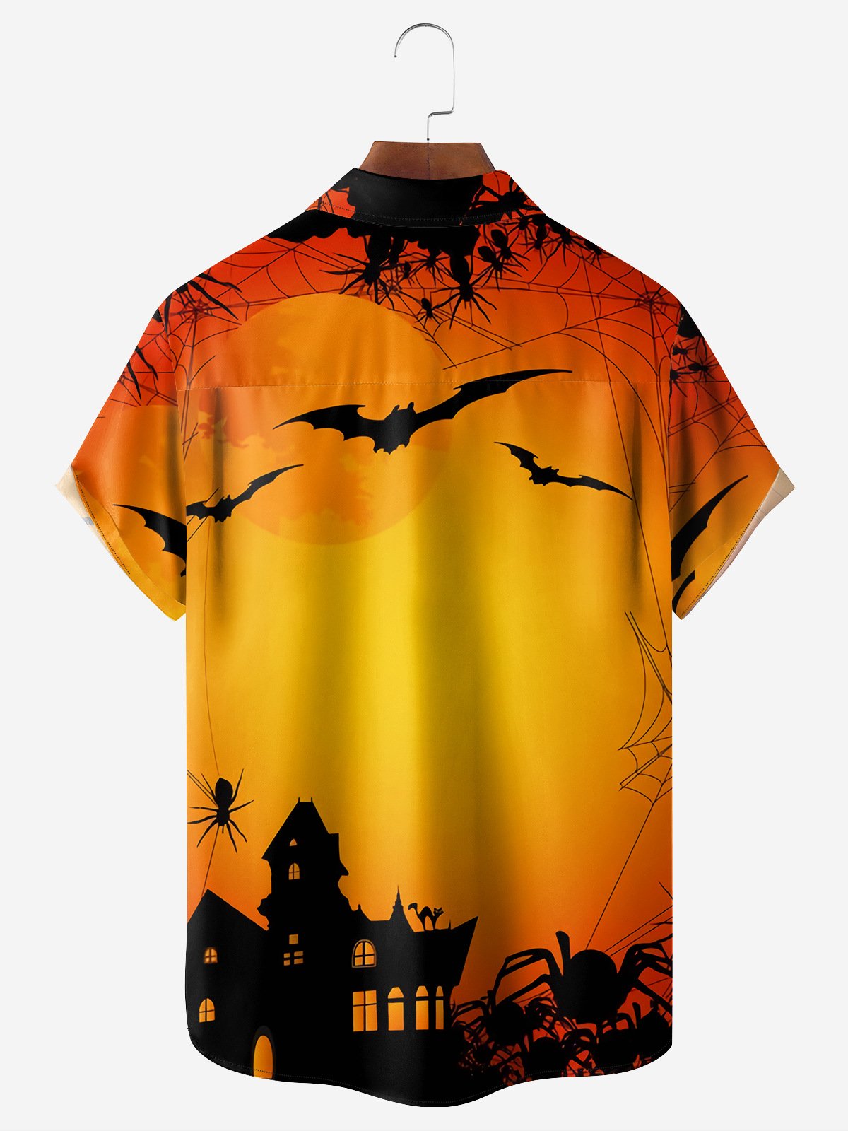 Halloween Chest Pocket Short Sleeve Casual Shirt