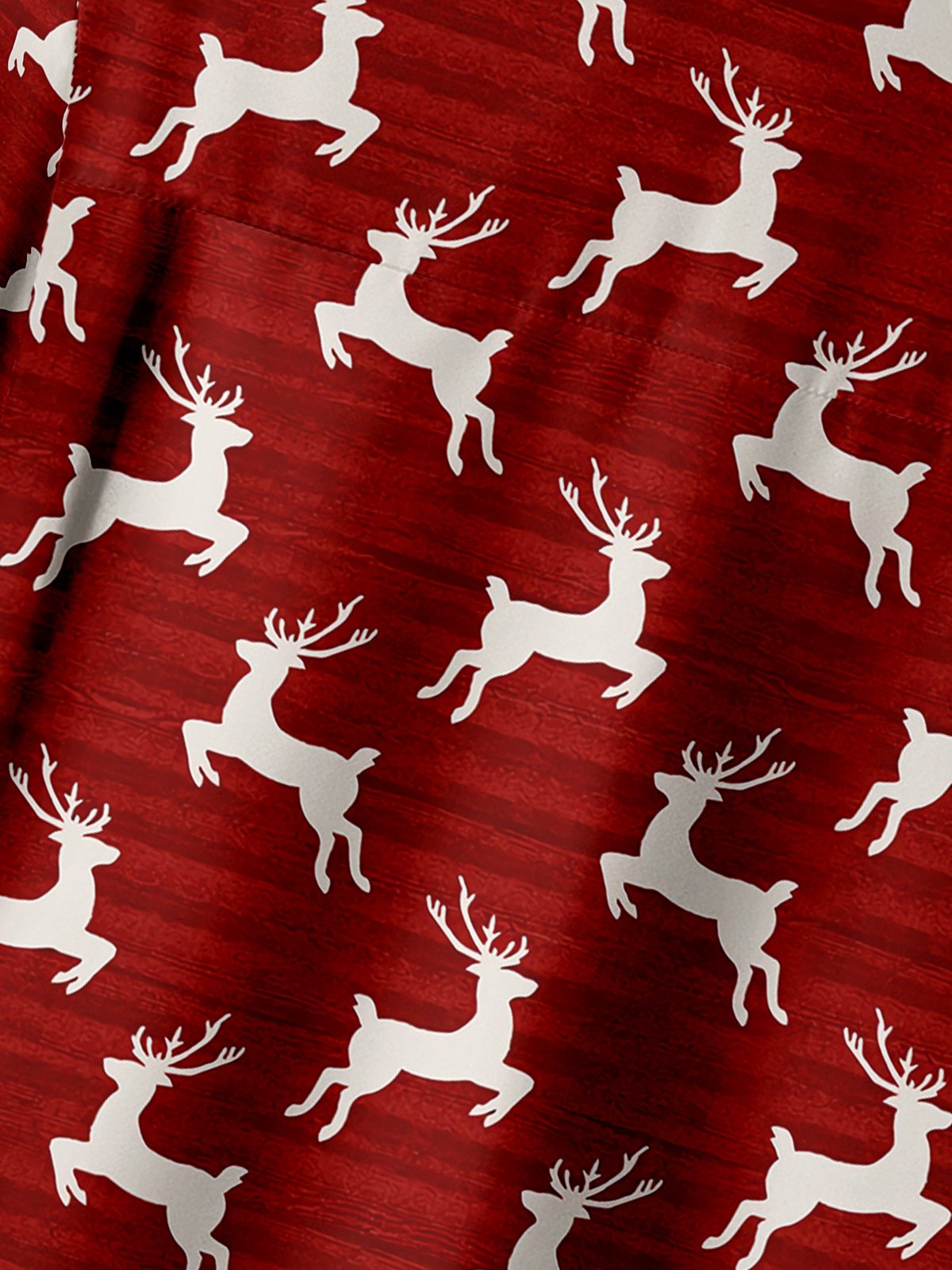 Christmas Elk Chest Pocket Short Sleeve Casual Shirt