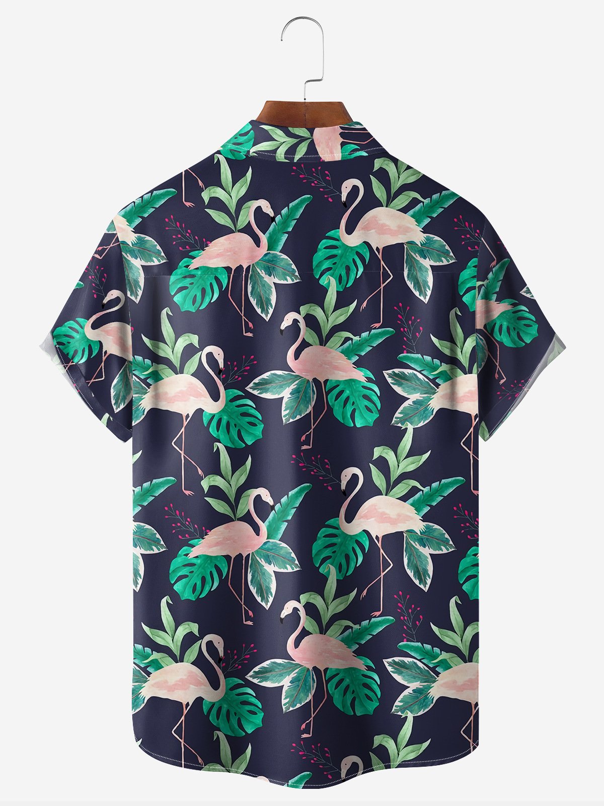 Flamingo Chest Pocket Short Sleeve Hawaiian Shirt