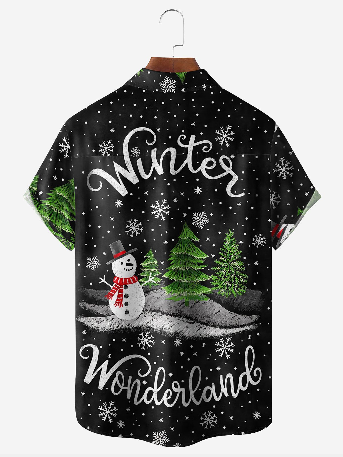 Christmas Snowman Chest Pocket Short Sleeve Shirt