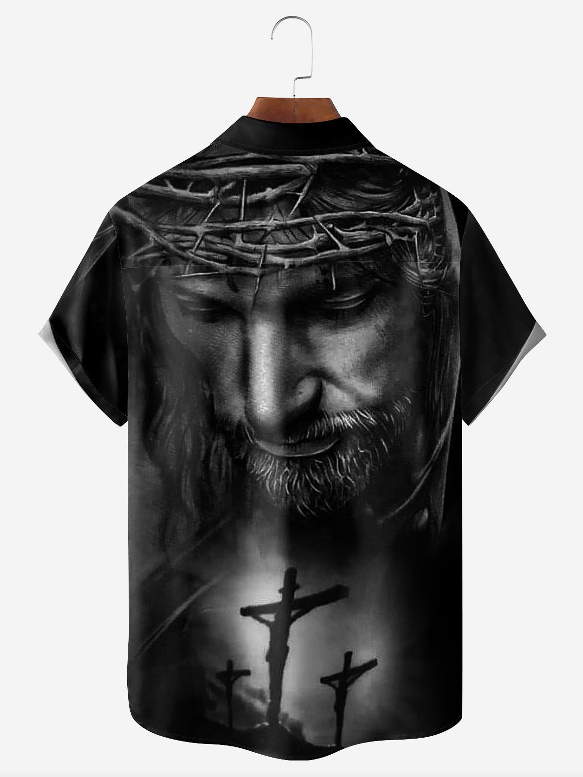 Jesus Cross Chest Pocket Short Sleeve Casual Shirt