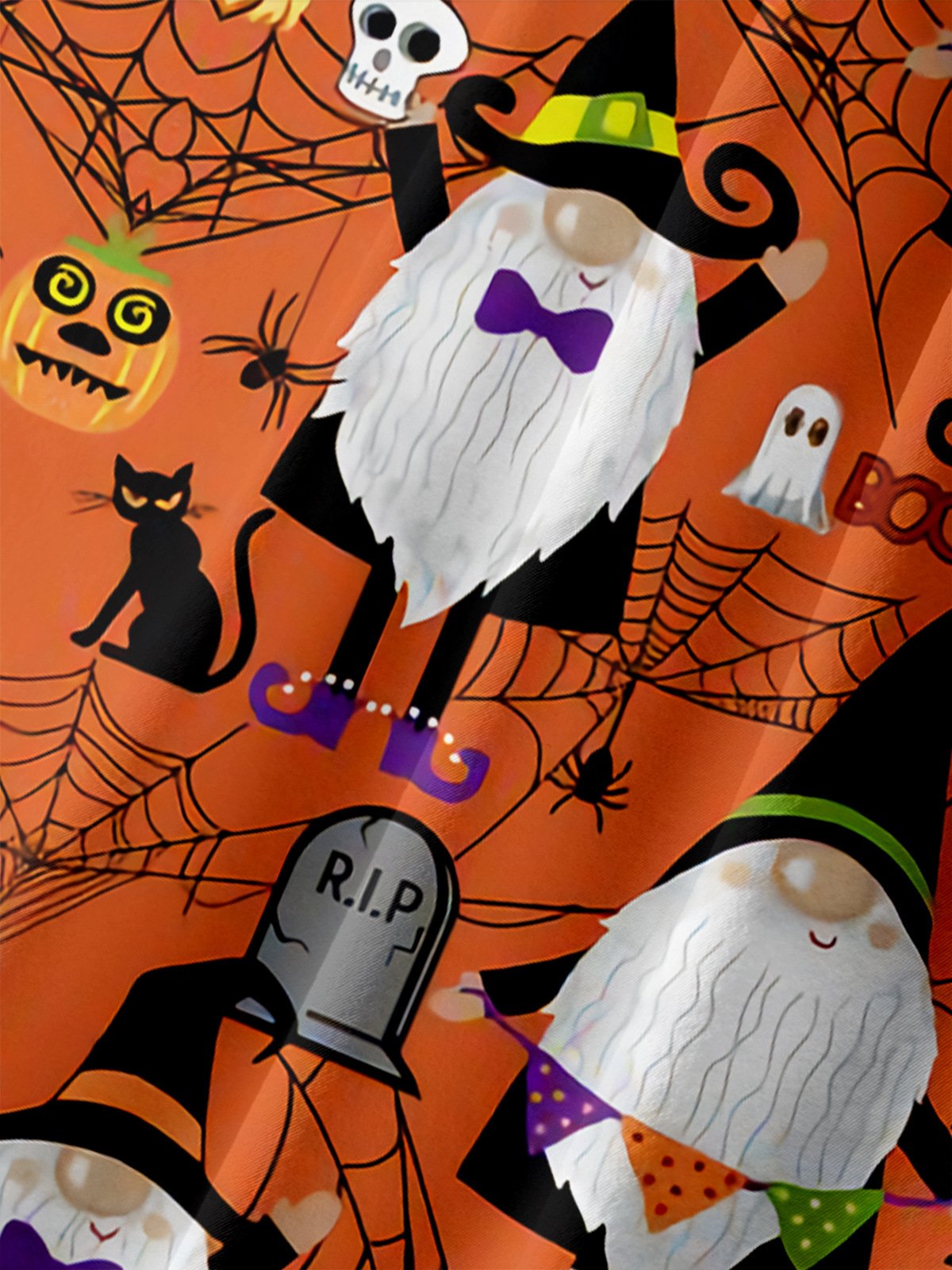 Halloween Gnome Chest Pocket Short Sleeve Shirt