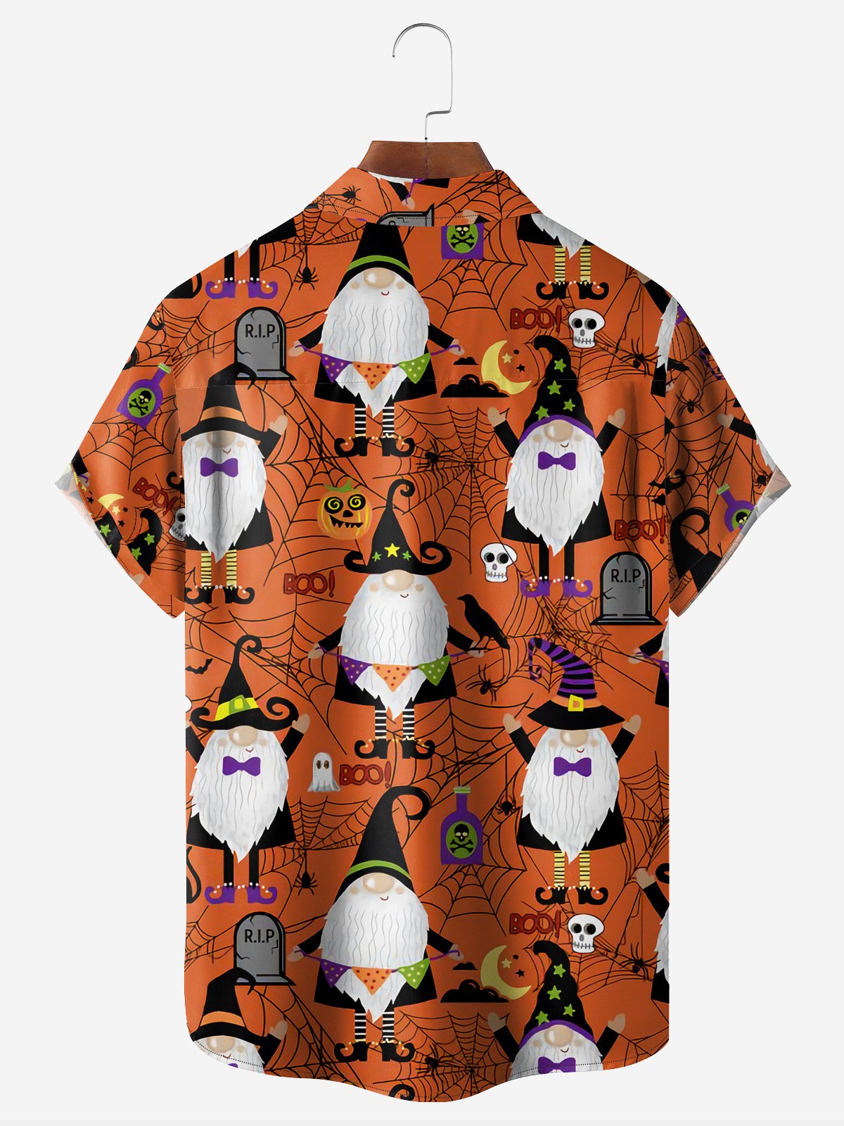 Halloween Gnome Chest Pocket Short Sleeve Shirt