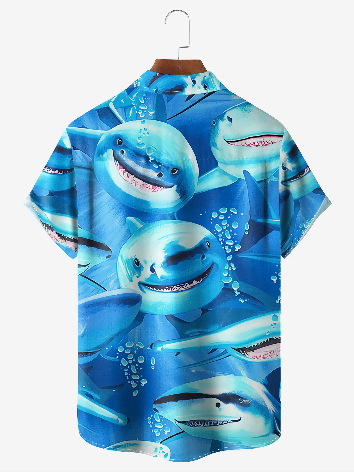 Shark Chest Pocket Short Sleeve Hawaiian Shirt