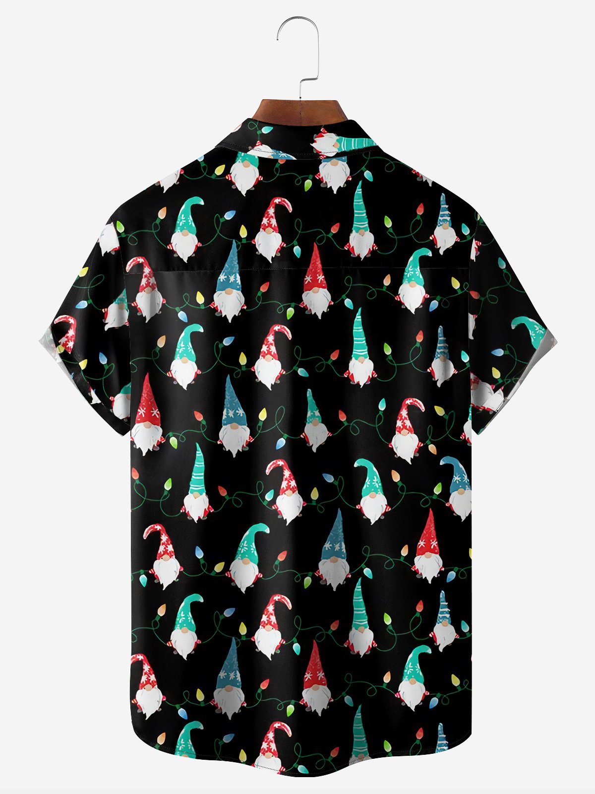 Christmas Gnome Chest Pocket Short Sleeve Shirt