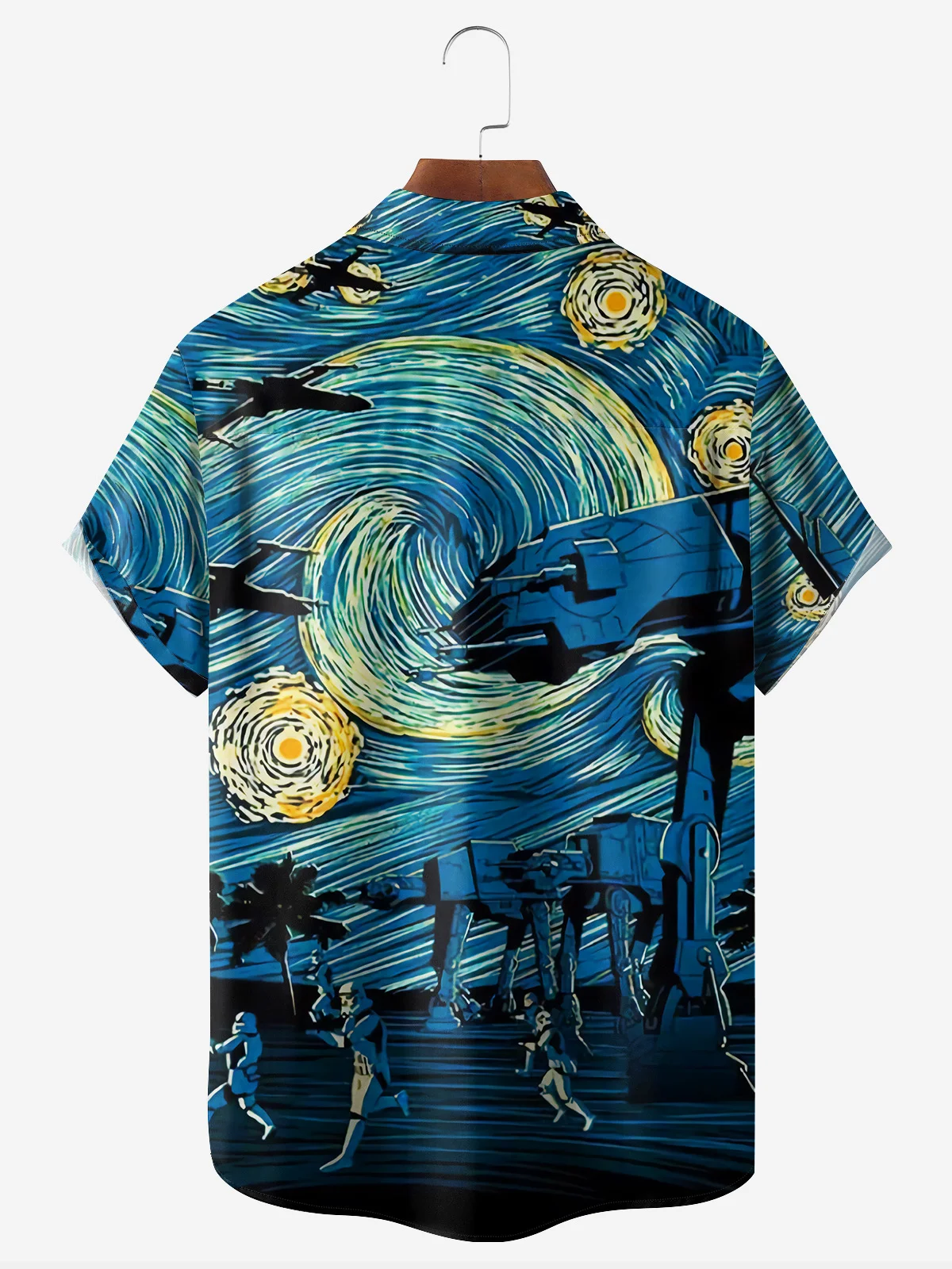 Artistic Drawing Chest Pocket Short Sleeve Hawaiian Shirt