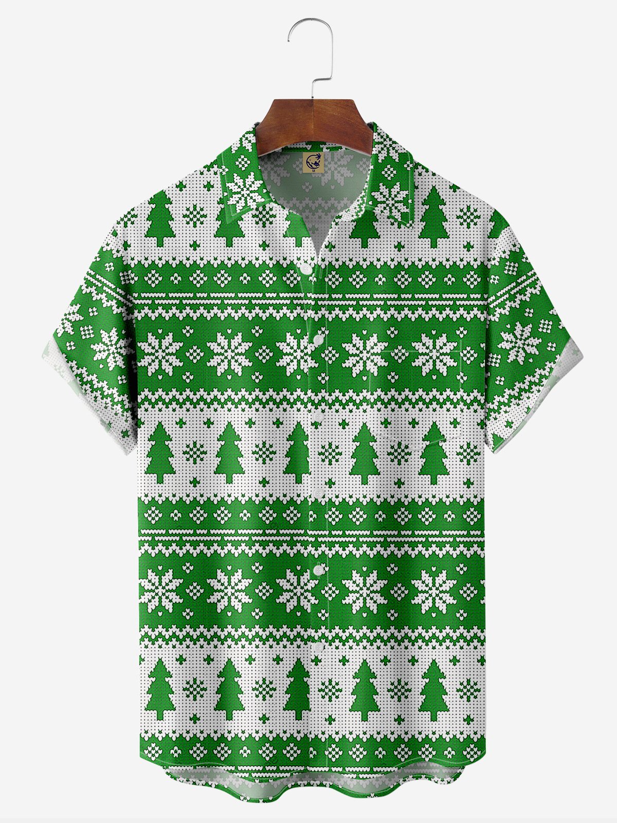 Christmas Chest Pocket Short Sleeve Casual Shirt