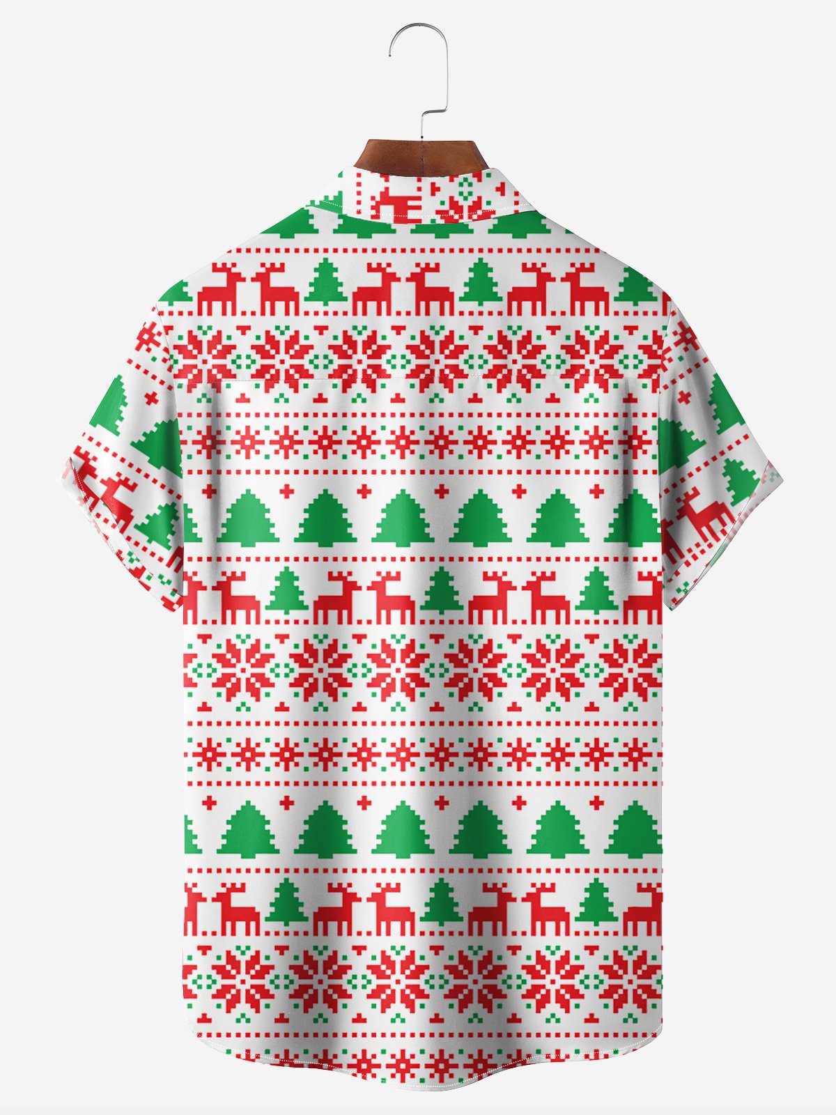 Santa Jaws Chest Pocket Short Sleeve Casual Shirt