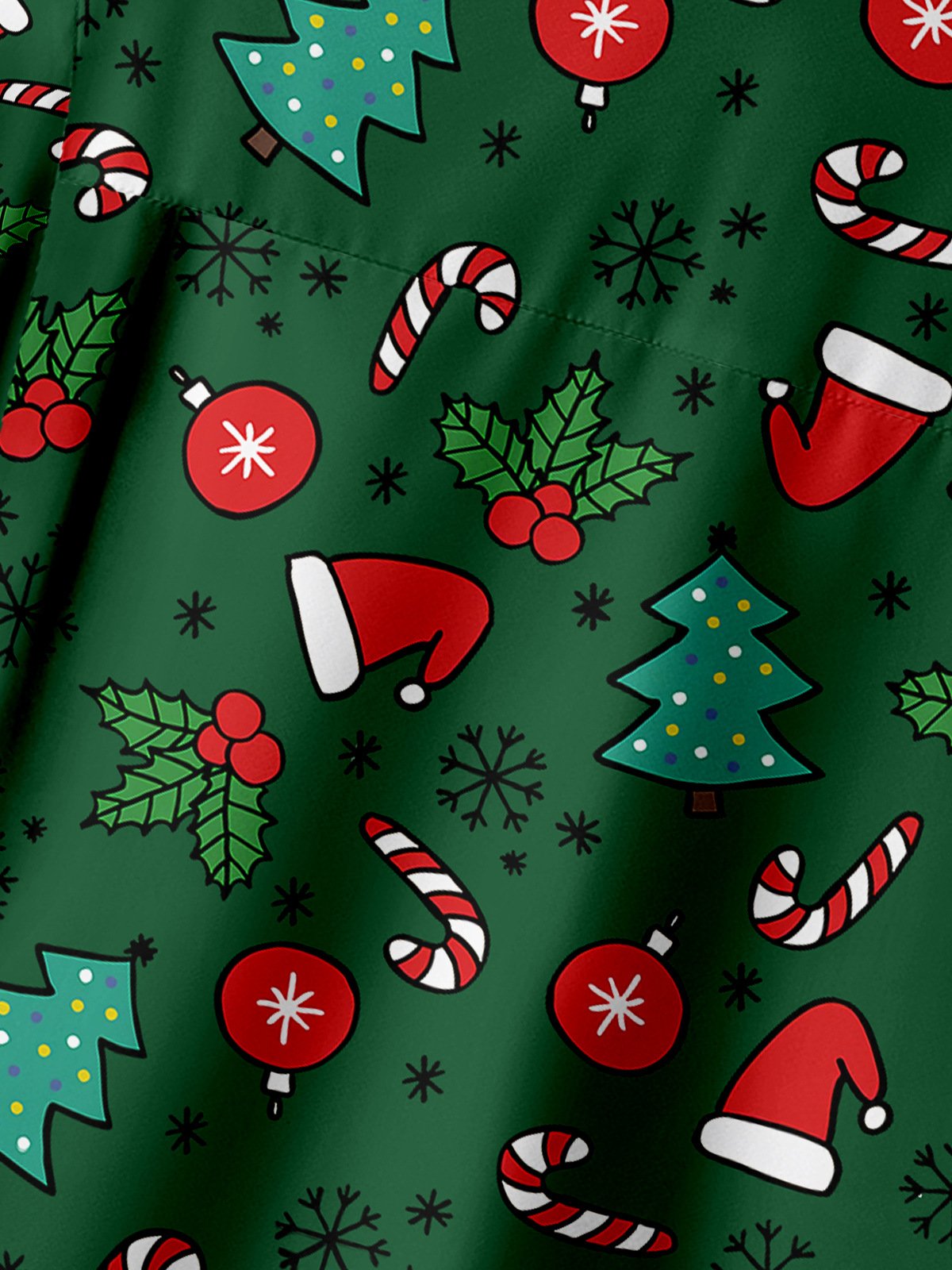 Christmas Rooster Chest Pocket Short Sleeve Shirt