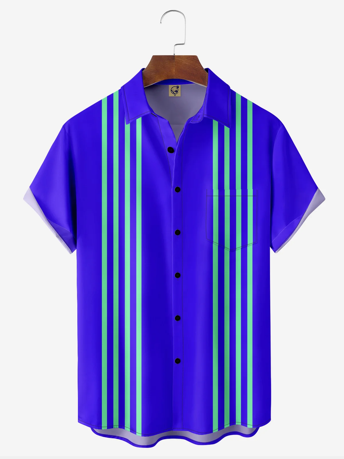 Fluorescent Chest Pocket Short Sleeve Bowling Shirt