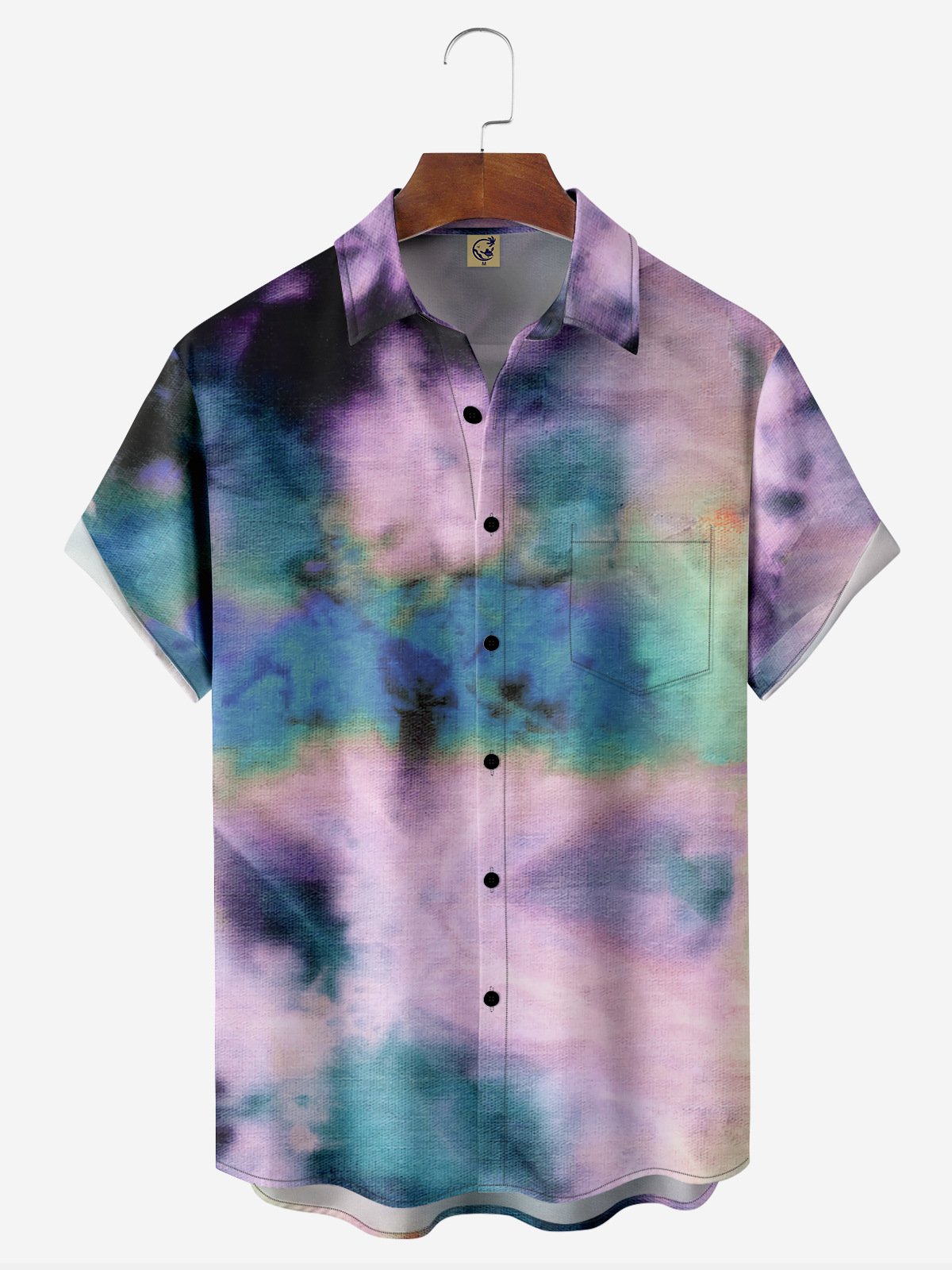 Tie Dye Chest Pocket Short Sleeve Casual Shirt