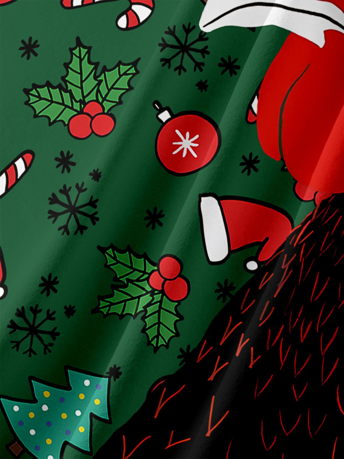 Christmas Rooster Chest Pocket Short Sleeve Shirt